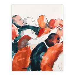 "Artery8 Sport Rugby Football Scrum Close Up Watercolour Wall Art Print in Red - Size: W18"" x H24""" - thumbnail 1