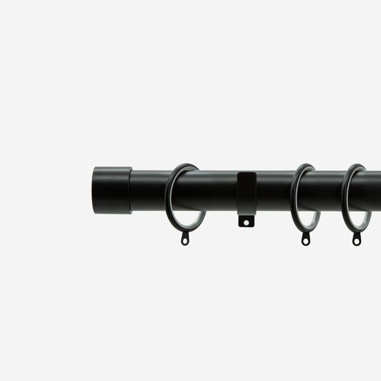 New Edge Blinds Matt Black 28mm End Cap Fixed Length Metal Curtain Pole in Jet Black - Size: 290 cm - image 1