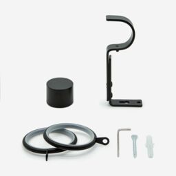 New Edge Blinds Matt Black 28mm End Cap Fixed Length Metal Curtain Pole in Jet Black - Size: 290 cm - thumbnail 3