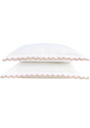 CHRISTY Scallop Edge Cotton Sateen Oxford Pillowcases in Red - thumbnail 3