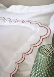CHRISTY Scallop Edge Cotton Sateen Oxford Pillowcases in Red - thumbnail 5