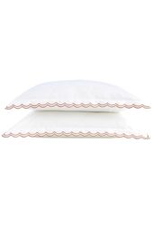 CHRISTY Scallop Edge Cotton Sateen Oxford Pillowcases in Red