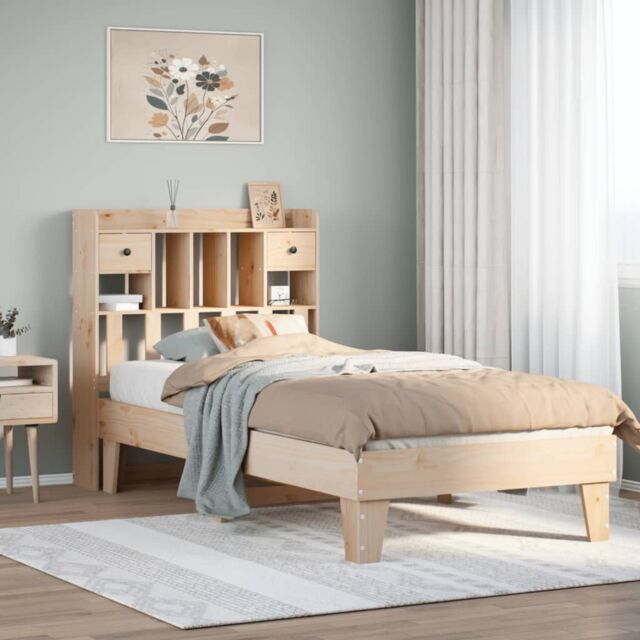 Berkfield Home Bed Frame without Mattress 90x190 cm Single Solid Wood Pine in Brown - image 1