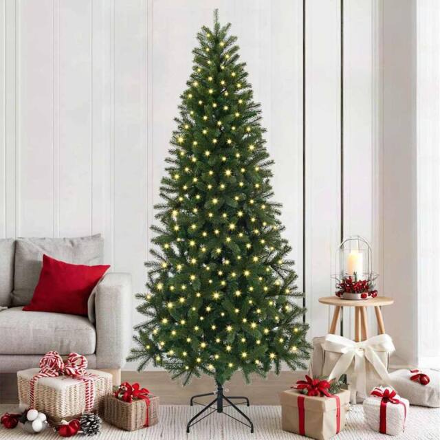 Berkfield Home Artificial Christmas Tree with 300 LEDs Green 210 cm PE & PVC - image 1
