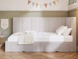 Flair Harley Corner Fabric Bed Frame with Storage Drawers in Beige - Size: Single - thumbnail 3