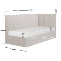 Flair Harley Corner Fabric Bed Frame with Storage Drawers in Beige - Size: Single - thumbnail 7