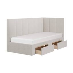 Flair Harley Corner Fabric Bed Frame with Storage Drawers in Beige - Size: Single - thumbnail 5