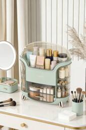 ExtraStar Dustproof & Waterproof Cosmetic Storage Box for Vanity in Green - thumbnail 2