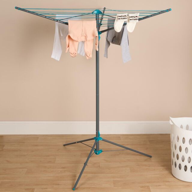 OHS Rotary Airer 3 Arm Clothing Drying Rack Laundry Storage Space Saving Hanger Rail in Light Grey