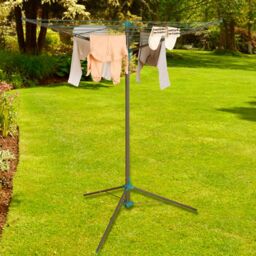 OHS Rotary Airer 3 Arm Clothing Drying Rack Laundry Storage Space Saving Hanger Rail in Light Grey - thumbnail 2