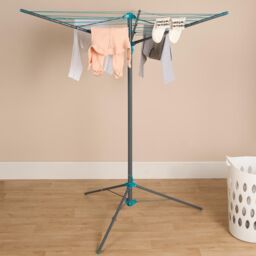 OHS Rotary Airer 3 Arm Clothing Drying Rack Laundry Storage Space Saving Hanger Rail in Light Grey
