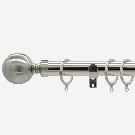 New Edge Blinds Stainless Steel 28mm Ball Fixed Length Metal Curtain Pole in Light Grey - Size: 290 cm - image 1