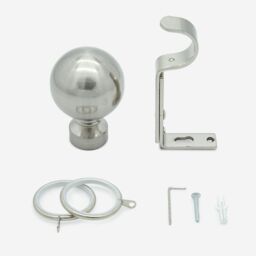 New Edge Blinds Stainless Steel 28mm Ball Fixed Length Metal Curtain Pole in Light Grey - Size: 290 cm - thumbnail 3