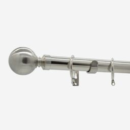 New Edge Blinds Stainless Steel 28mm Ball Fixed Length Metal Curtain Pole in Light Grey - Size: 290 cm - thumbnail 2