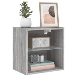 Berkfield Home Decorative Bedside Cabinet with LED Lights Wall-mounted Grey Sonoma - thumbnail 5