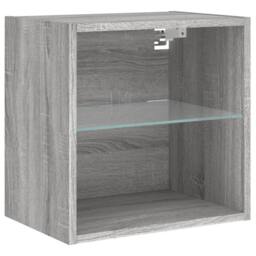 Berkfield Home Decorative Bedside Cabinet with LED Lights Wall-mounted Grey Sonoma - thumbnail 6