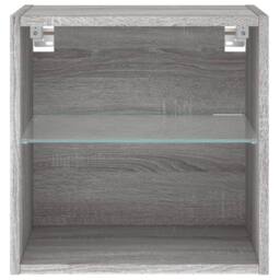 Berkfield Home Decorative Bedside Cabinet with LED Lights Wall-mounted Grey Sonoma - thumbnail 7