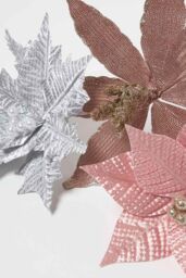 Homescapes Artificial Set of 3 Pink Poinsettia Single Stem Decorations - thumbnail 5