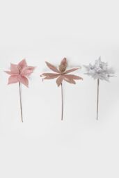 Homescapes Artificial Set of 3 Pink Poinsettia Single Stem Decorations - thumbnail 3