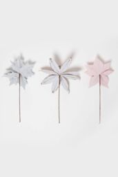 Homescapes Artificial Set of 3 Pink Poinsettia Single Stem Decorations - thumbnail 4