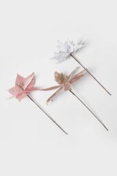 Homescapes Artificial Set of 3 Pink Poinsettia Single Stem Decorations - thumbnail 2