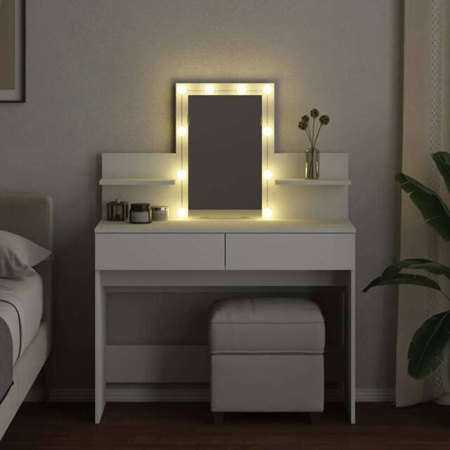 Berkfield Home Beautiful Dressing Table with LED White 100x40x130 cm - Size: 100 x 40 x 130 cm - image 1