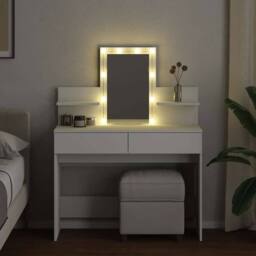 Berkfield Home Beautiful Dressing Table with LED White 100x40x130 cm - Size: 100 x 40 x 130 cm - thumbnail 1