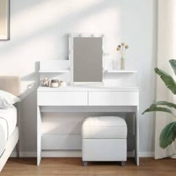 Berkfield Home Beautiful Dressing Table with LED White 100x40x130 cm - Size: 100 x 40 x 130 cm - thumbnail 2