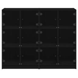 Berkfield Home Modern Bookcase with Doors Black 136x37x109 cm Engineered Wood - Size: 136 x 37 x 109 cm - thumbnail 7