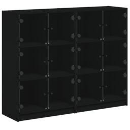 Berkfield Home Modern Bookcase with Doors Black 136x37x109 cm Engineered Wood - Size: 136 x 37 x 109 cm - thumbnail 3