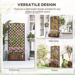 EONLION Dark Brown-Garden Wooden Planter Box in Dark Brown - Size: 100g - thumbnail 4