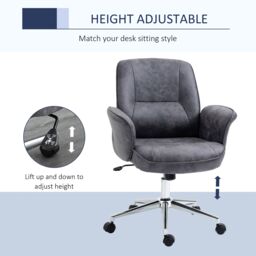 VINSETTO Swivel Computer Office Chair Mid Back Desk Chair for Home in Mid Grey - thumbnail 4