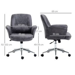 VINSETTO Swivel Computer Office Chair Mid Back Desk Chair for Home in Mid Grey - thumbnail 3