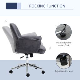 VINSETTO Swivel Computer Office Chair Mid Back Desk Chair for Home in Mid Grey - thumbnail 6
