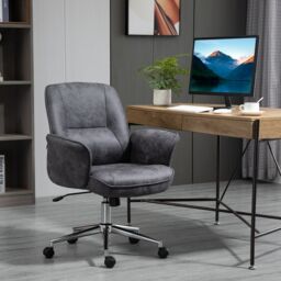 VINSETTO Swivel Computer Office Chair Mid Back Desk Chair for Home in Mid Grey - thumbnail 1
