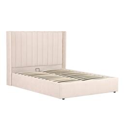OAT Home Daresbury Winged Headboard Fabric Ottoman Storage Bed Frame in Natural - Size: King - thumbnail 6