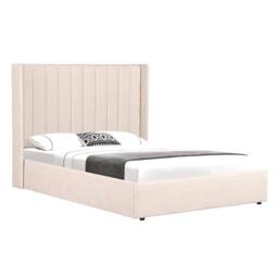 OAT Home Daresbury Winged Headboard Fabric Ottoman Storage Bed Frame in Natural - Size: King - thumbnail 5