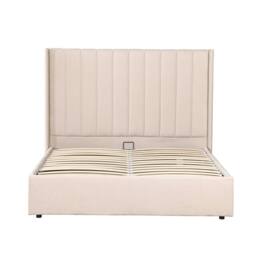 OAT Home Daresbury Winged Headboard Fabric Ottoman Storage Bed Frame in Natural - Size: King - thumbnail 7