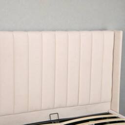 OAT Home Daresbury Winged Headboard Fabric Ottoman Storage Bed Frame in Natural - Size: King - thumbnail 4