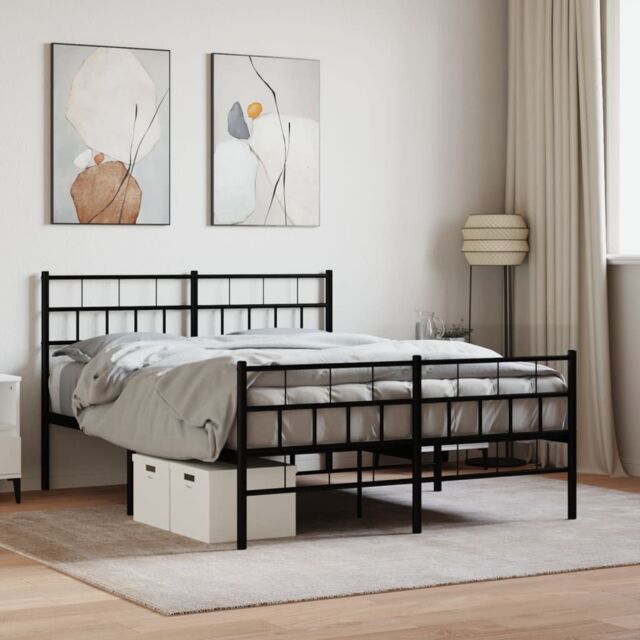 Berkfield Home Metal Bed Frame with Headboard & Footboard Black 150x200 cm King Size - image 1