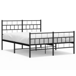 Berkfield Home Metal Bed Frame with Headboard & Footboard Black 150x200 cm King Size - thumbnail 2