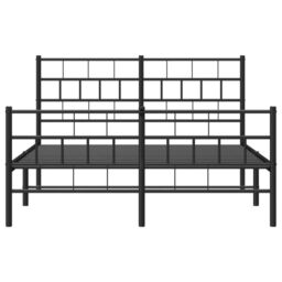 Berkfield Home Metal Bed Frame with Headboard & Footboard Black 150x200 cm King Size - thumbnail 5