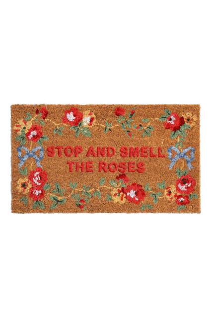 Cath Kidston Stop & Smell The Roses Slogan Doormat - Brown - Size: 100 cm diameter - image 1