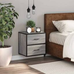 Berkfield Home Durable Wall-mounted Bedside Cabinet Grey Sonoma 40x31x39.5 cm - thumbnail 1
