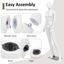 Costway Mannequin Torso Manikin Dress Form 177 cm Realistic Female Full Body Model in White - thumbnail 5