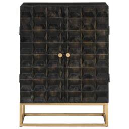 Berkfield Home Sideboard Black 55x34x75 cm Solid Wood Mango & Iron - Size: 55 x 34 x 75 cm
