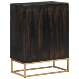 Berkfield Home Sideboard Black 55x34x75 cm Solid Wood Mango & Iron - Size: 55 x 34 x 75 cm - thumbnail 3