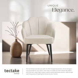 tectake Accent Chair Hellen Per Piece - Cream/Gold in Cream - Size: 1 Pack - thumbnail 5