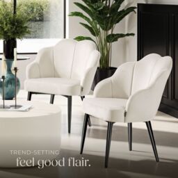tectake Accent Chair Hellen Per Piece - Cream/Gold in Cream - Size: 1 Pack - thumbnail 8