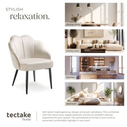 tectake Accent Chair Hellen Per Piece - Cream/Gold in Cream - Size: 1 Pack - thumbnail 7